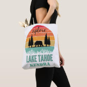 Personalized Retro Lake Tahoe California Bear  トートバッグ (クローズアップ)