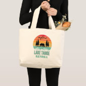 Personalized Retro Lake Tahoe California Bear  ラージトートバッグ (正面(商品))