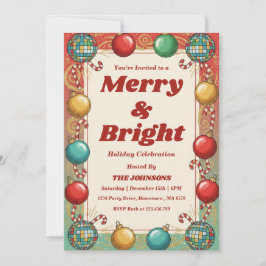 Personalized Retro Merry & Bright Holiday Party 招待状