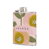 Personalized Retro Peach and Pink Floral Style フラスク (左)