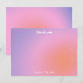 Personalized Retro Pink Purple Bat Mitzvah サンキューカード (正面/裏面)