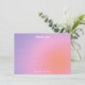 Personalized Retro Pink Purple Bat Mitzvah サンキューカード (スタンド正面)