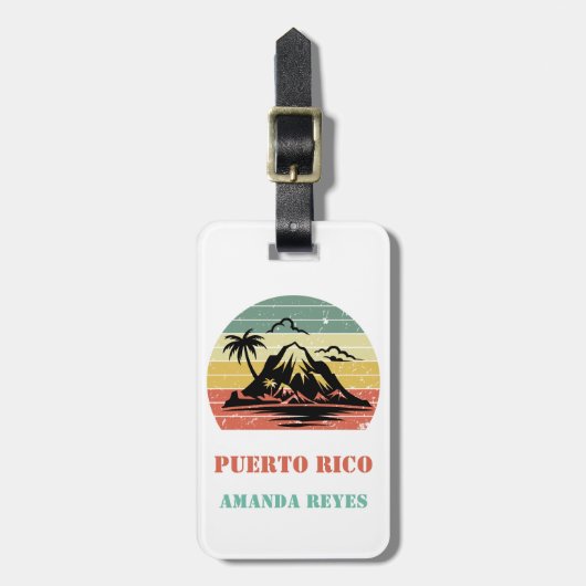Personalized Retro Puerto Rico  ラゲッジタグ (正面縦)
