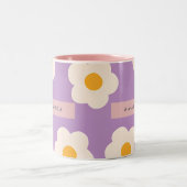 Personalized Retro Purple Daisy Flower ツートーンマグカップ (中央)