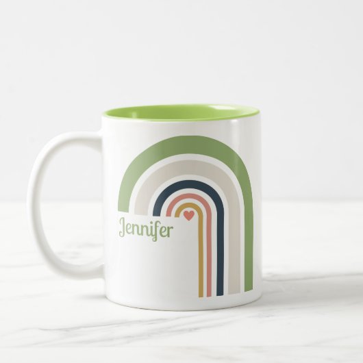 Personalized Retro Rainbow | Boho Coffee Cup Gift  ツートーンマグカップ (左)