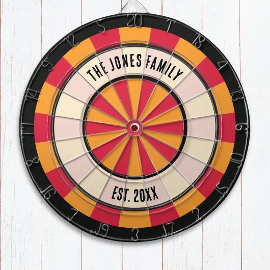 Personalized Retro Red and Orange Dartboard ダーツボード