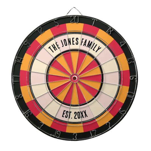 Personalized Retro Red and Orange Dartboard ダーツボード (正面)