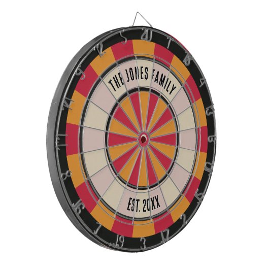 Personalized Retro Red and Orange Dartboard ダーツボード (正面左)