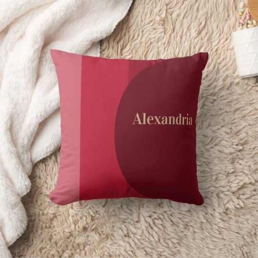 Personalized Retro Red burgundy Stripe クッション (ブランケット)