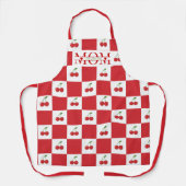Personalized Retro Red Cherry & Gingham Checkered  エプロン (正面)