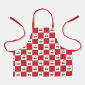 Personalized Retro Red Cherry & Gingham Checkered  エプロン (正面)