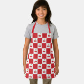 Personalized Retro Red Cherry & Gingham Checkered  エプロン (インサイチュ)