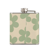 Personalized Retro Sage Green Daisy Flower フラスク (裏面)