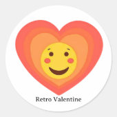 Personalized Retro Smiley Heart Valentine Sticker ラウンドシール (正面)