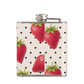 Personalized Retro Strawberry Polka Dot Vintage フラスク (裏面)
