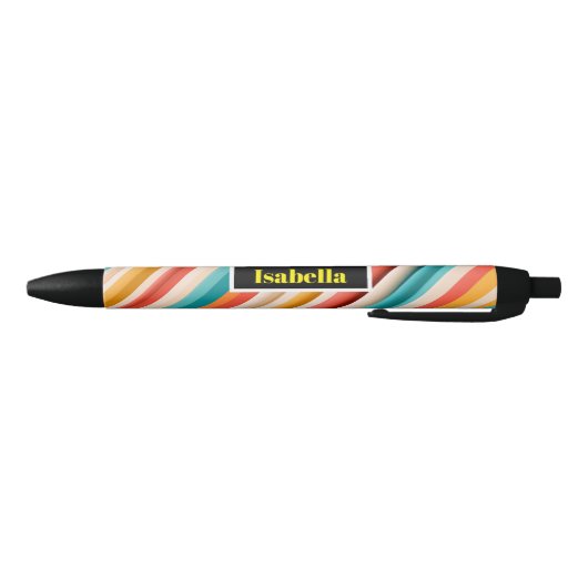 Personalized Retro Striped Pattern Pen | Colorful  黒ボールペン (ボトム)