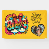 Personalized Retro Surprise Pop Art Party Birthday 横断幕 (横)