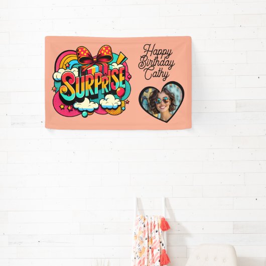 Personalized Retro Surprise Pop Art Party Birthday 横断幕 (インサイチュ)