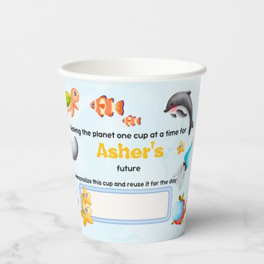 Personalized Reusable Ocean Protector Under Sea 紙コップ (裏面)