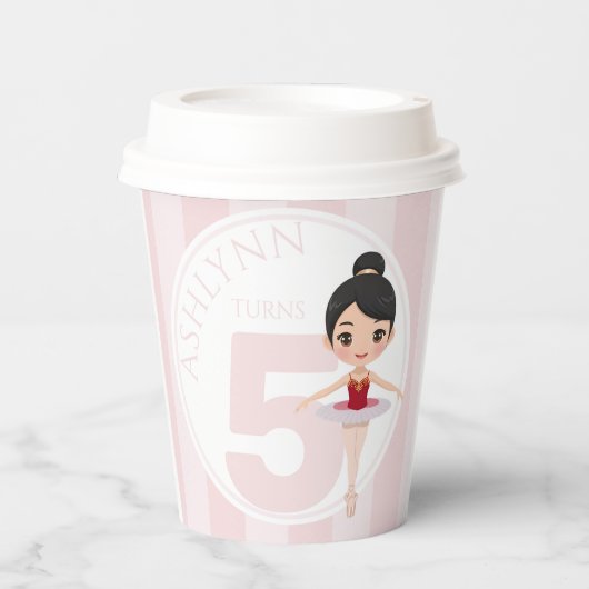 Personalized & Reusable Pink Ballet Girls Party 紙コップ (正面)