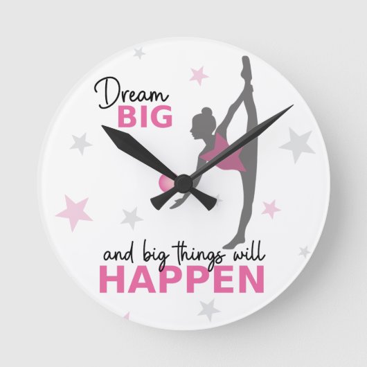 Personalized Rhythmic Gymnast Dream Big Wall Clock ラウンド壁時計 (正面)