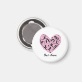Personalized Rhythmic Gymnastics Magnet Pink Heart マグネット (正面/裏面)