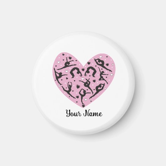 Personalized Rhythmic Gymnastics Magnet Pink Heart マグネット (正面)
