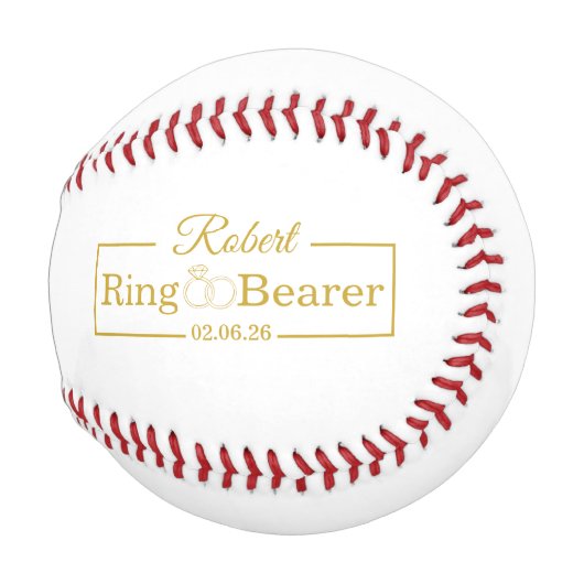 Personalized Ring Bearer Baseball Gift for Groomsm 野球ボール (正面右)