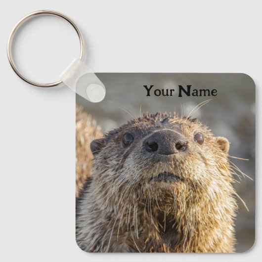 Personalized River Otter Keychain - Add Your Name キーホルダー (正面)
