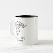 Personalized RN Mug Monogram Nursing Student Gift ツートーンマグカップ (正面左)