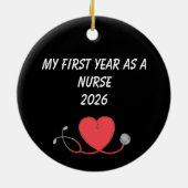 Personalized RN Nurse First Year Christmas Keepsak セラミックオーナメント (裏面)