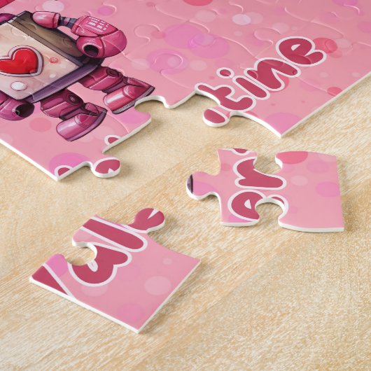 Personalized Robot Valentine's Day Puzzle ジグソーパズル (側面)