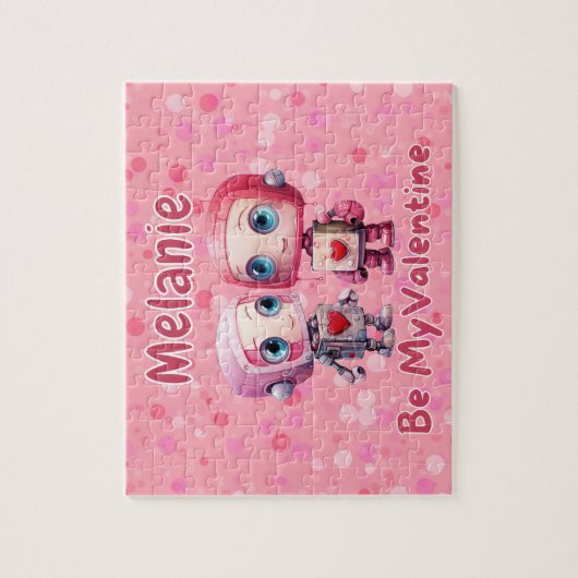 Personalized Robot Valentine's Day Puzzle ジグソーパズル (縦)