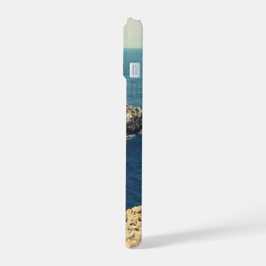 personalized rocky shore line beach side - typo iPhone 15ケース (左側面)