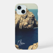 personalized rocky shore line beach side - typo iPhone 15ケース (裏面)