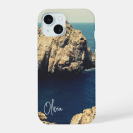personalized rocky shore line beach side - typo iPhone 15ケース