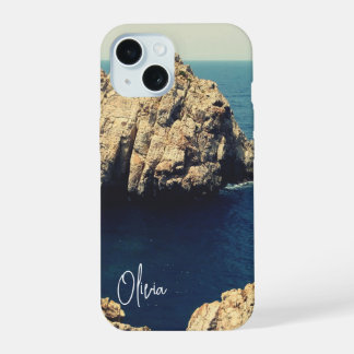 personalized rocky shore line beach side - typo iPhone 15ケース