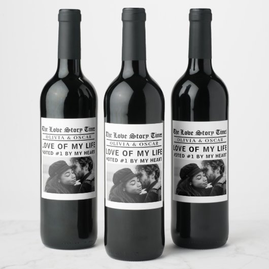 Personalized Romantic Custom Love Story Photo ワインラベル (ボトル)