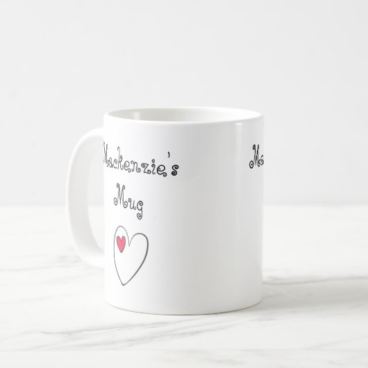 Personalized Romantic Heart コーヒーマグカップ (正面左)