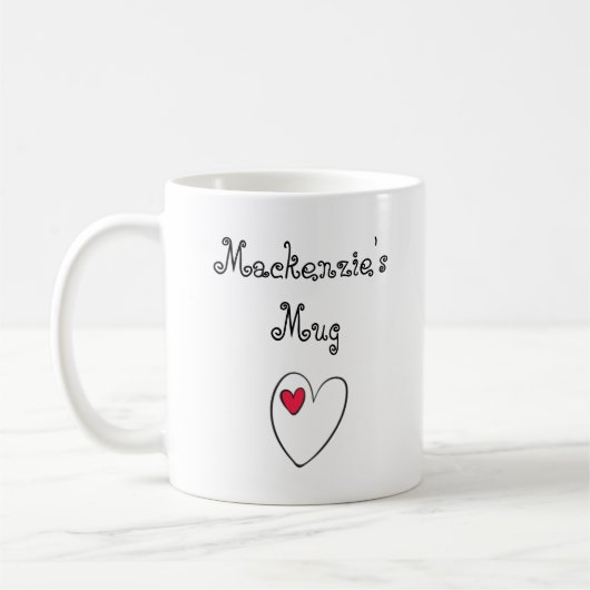 Personalized Romantic Heart コーヒーマグカップ (左)