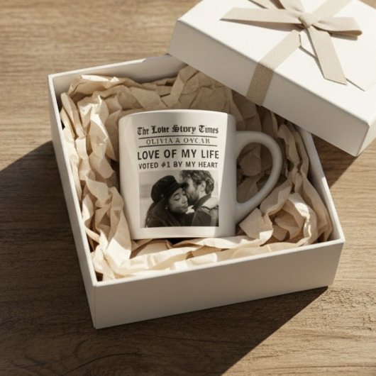 Personalized Romantic Photo | Love Story Newspaper エスプレッソカップ