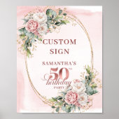 Personalized Romantic Rose Gold 50th Birthday 8x10 ポスター (正面)