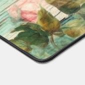 Personalized Rose and Turquoise Rustic デスクマット (コーナー)