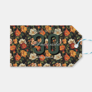 Personalized Rose Floral Happy Birthday ギフトタグ