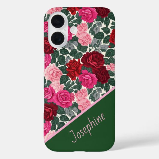 Personalized Rose Floral iPhone Case with Name Case-Mate iPhoneケース (裏面)