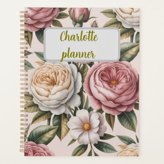 Personalized rose Flower chic Productivity Goal プランナー手帳 (正面)