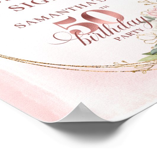 Personalized Rose Gold Botanical 50th Birthday   ポスター (角)