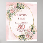 Personalized Rose Gold Botanical 50th Birthday   ポスター (正面)