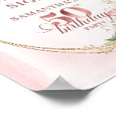 Personalized Rose Gold Floral 50th Birthday Custom ポスター (角)
