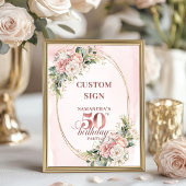 Personalized Rose Gold Floral 50th Birthday Custom ポスター